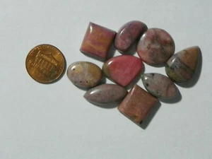 Rhodonite 150 Carats 9 Cabs Pink And Black Colors - Picture 1 of 2