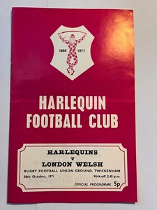 Programma Rugby Union - HARLEQUINS v LONDRA GALLESE - 30/10/1971 - Foto 1 di 1