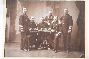 ALBUMIN PHOTO PRINT 1896 MILITARY DRUMS MAJORS 17X24cm LYON? - Picture 1 of 2