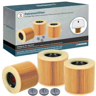 KENEKOS 3x Patronen-Filter für Kärcher A 2204, A 2204 AF, A 2206 X, A 2236 X pt