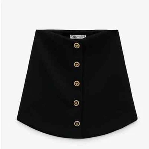 NWT Zara black gold button mini skirt blogger fave XS - Picture 1 of 3