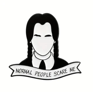 Wednesday Addams " Normal People Scare ME" ENAMEL PIN AU stock Free AU Postage - Picture 1 of 1