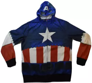 Marvel Herren Captain America sublimiertes Kostüm Vlies Hoodie neu mit Etikett XL - Bild 1 von 10