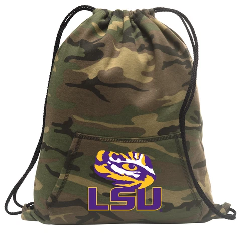 LSU Backpack CAMO Drawstring Bag Pack CLASSIC HOODY DESIGN! Cover