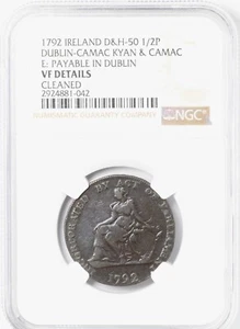 NGC VF Det. 1792 Ireland Dublic Camac Kyan & Camac 1/2P D&H 50 - Picture 1 of 3