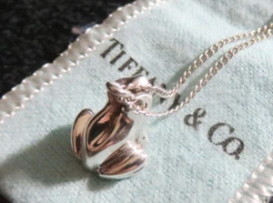 Tiffany & Co. Vintage Sterling Silver Frog Pendant Necklace 17" Pouch Gift Box - Picture 1 of 9