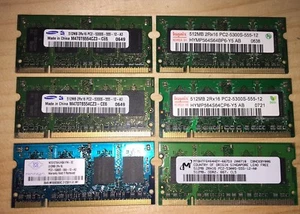 Lot of 6 512MB PC2-5300S SODIMM DDR2 RAM Memory, 3GB Total. - Picture 1 of 1