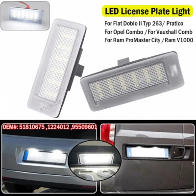 2PCS For Fiat Doblo (Typ 263) 2010 2011 2012-2022 LED License Plate Light Lamp - image 1 of 4