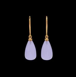 20.80CT Natural Blue Chalcedony Drop Dangle Teardrop Earring 14k Solid Gold - Foto 1 di 7