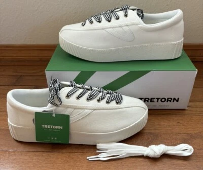 Tretorn 女式 Nylite Plus 帆布白色步行运动鞋 10 码 — 第 1/4 张图片