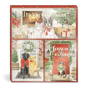 Punch Studio E5 Stationery Card Trio Set Merry Pets Cats Dogs - 18 cards (45405) - Picture 1 of 6