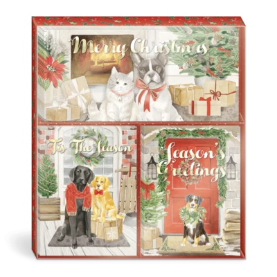 Punch Studio E5 Stationery Card Trio Set Merry Pets Cats Dogs - 18 cards (45405) - Image 1 of 4
