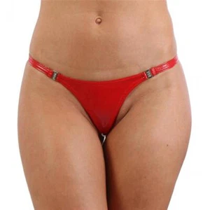 Sexy Damen G-String aus Lackleder-Imitat Rot #UW376 - Picture 1 of 21