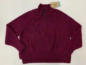 prAna Blazing Star Sweater Half Zip Women's S Mulberry Red 2045741 - Picture 1 of 3