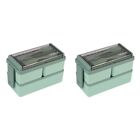 2X Bento-Box-Kit, 47,35 OZ Bento-Box-Lunchbox fr Erwachsene, 3 Fcher Bent5445