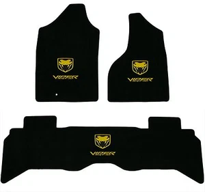 Lloyd Mats VELOURTEX 3PC MAT SET 2005-2006 Dodge SRT-10 Viper Truck *YELLOW Logo - Picture 1 of 3