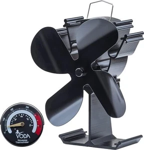 HAWCAFU Ofenventilator Kaminventilator Kaminofen Lüfter ohne Strom Schwarz