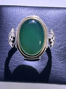 Men Ring Silver 925 Natural Yemen Agate Aqeeq Royal Hand Design حجر الجاد اليشم - Picture 1 of 17