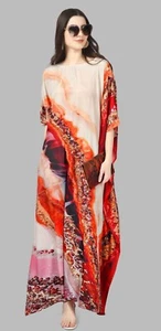 Russian Style Kaftan Resort Wear  Printed Long Maxi Dress Beach Wear Caftan - Picture 1 of 17