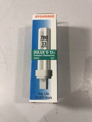 Qty. 4 Sylvania DULUX D 13w CF13DD/827  20691 Compact Fluorescent Free Shipping - Image 1 of 4
