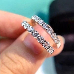 CZ Lines Simple 925 Sterling Silver Woman Girls Fashion Jewelry Anello misura 6 - Foto 1 di 10