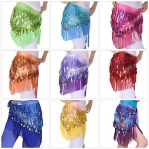 Hip Scarf for Belly Dancing Tribal Sash Skirt with Colorful Blingbling Sequins