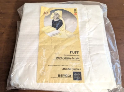 Manta térmica para bebé BEACON Downy Dream blanca PUFF 100 % acrílico virgen 36x50 nueva en paquete Foto 1 de 4