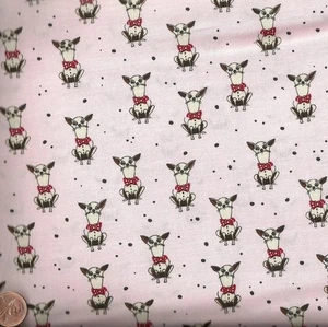 Whos that Girl pink puppies dogs Kaufman fabric - Picture 1 of 1