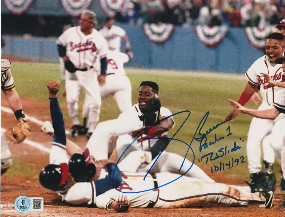 SID BEAM ATLANTA BRAVES "THE SLIDE" 14/10/92 BECKETT AUTENTICADO FIRMADO 8x10 Foto 1 de 1
