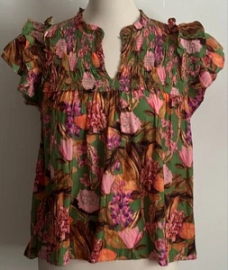 Blusa floral verde rosa+oliva para mujer S - Imagen 1 de 4