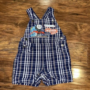 Y2K Salopette Pantaloncini Ragazzo Tg 18 Mesi Thomas The Tank Plaid - Foto 1 di 8