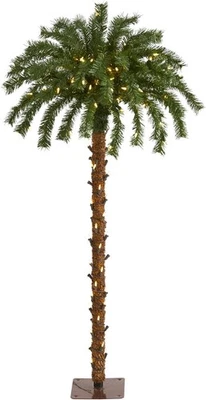 Nearly Natural 4ft. Christmas Palm Artificial Tree with 150 Warm White LED - Image 1 of 4