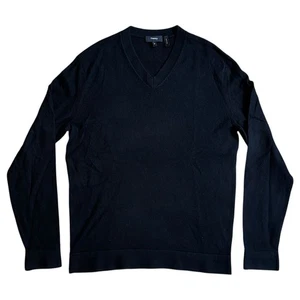 Theory 100% Cashmere Knit Sweater Mens Sz Medium Black V-Neck Pullover - Picture 1 of 7