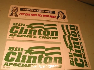 3 pegatinas de parachoques vintage Bill Clinton AFSCME sin usar - Imagen 1 de 2