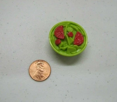 Barbie Doll Mattel Green Tossed Salad W/ Tomato Bowl Rare Kitchen Food Dollhouse - Image 1 of 3