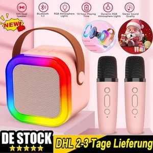 Tragbare Karaoke Anlage Mit 2 Mikrofonen Bluetooth Mikrofon Mit Lautsprecher Neu - Bild 1 von 24