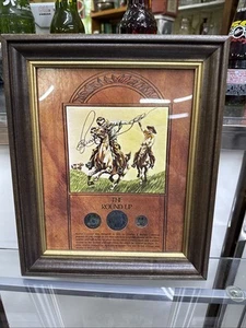 "The Round Up" Vintage Barber Silbermünzen Sammlung. Ultra Rare Wandhalterung - Bild 1 von 5