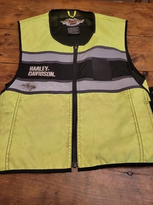 Harley Davidson Vest Mens S-L Official Hi-Vis Safety Reflective Zip Pockets * - Image 1 of 4