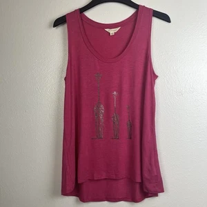 Top donna Z By Zobha in rayon senza maniche rosa con 3 giraffe oro taglia large - Foto 1 di 8