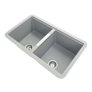 824X481X241 Mm Carysil Concrete Grey Double Bowls Granite Kitchen Sink - Picture 1 of 1
