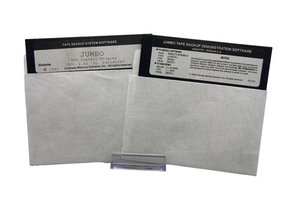 Jumbo Tape Backup Software For DOS Ver 2.54 2.35 + Demonstration Software 5.25 - Image 1 of 1