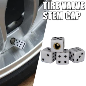 4Pcs White Dice Car Bike Truck Wheel Tire Air Valve Stems Caps Dust Cover Parts - Picture 1 of 12