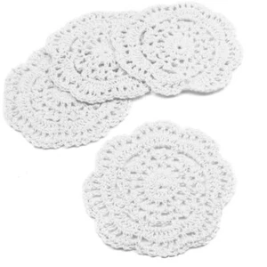 Small Crochet Cotton Lace Coasters Doilies Pack Set 4pc White Round 4 Inch - Picture 1 of 8