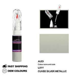 FOR AUDI CUVEE SILVER LX1Y Touch Up Paint Pen Brush Fix Kit Scratch Chip Set - Picture 1 of 8