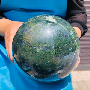 12.21LB Natural Moss Agate Crystal Sphere water grass Moss agate Ball - Picture 1 of 23