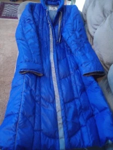 Vintage Sterling Stall Canada Down Long Winter Coat Jacket Womens MEDIUM Blue - Picture 1 of 10