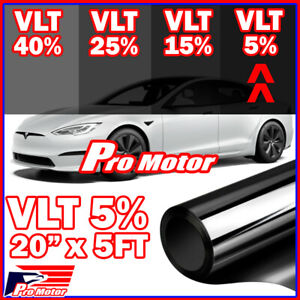 VLT 5% 20" x 60" 5FT Office Home Car Private Glass Uncut Roll Tint Window Film 1