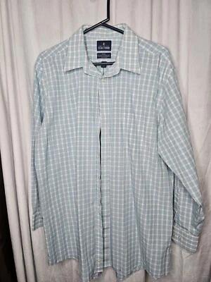 Camisa de viaje Stafford azul manga larga a cuadros abotonada calce regular 34-35 para hombre Foto 1 de 3