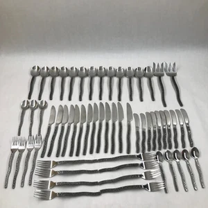 Gourmet Settings New Wave Stainless Steel Flatware 58 Pieces Black Oxidized - Picture 1 of 13