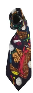 VTG WIDE Addiction Golf Necktie, Black Red White Tan Blue Green Purple Neck Tie - Picture 1 of 6